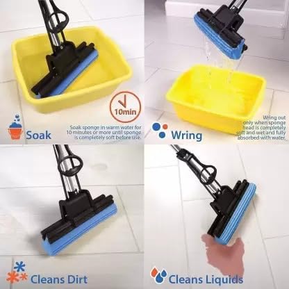 Floor Cleaning Squeeze Mop – Self-Wringing Microfiber Flat Mop