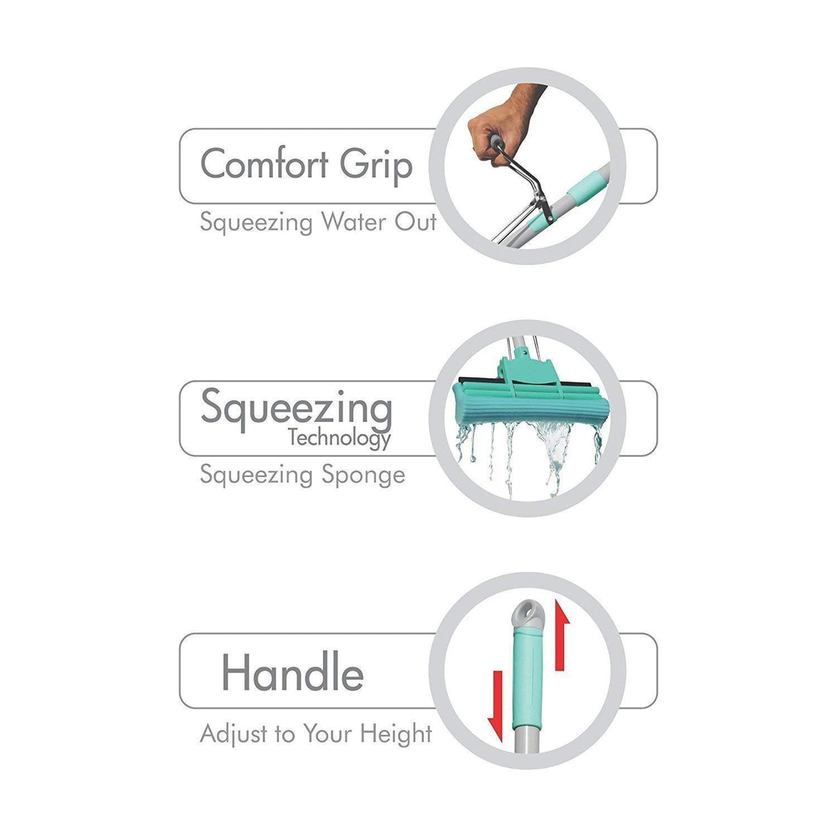 Floor Cleaning Squeeze Mop – Self-Wringing Microfiber Flat Mop