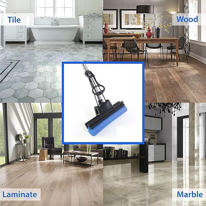 Floor Cleaning Squeeze Mop – Self-Wringing Microfiber Flat Mop