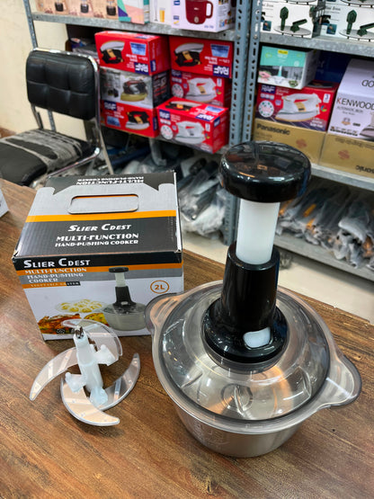 4-Blade Stainless Steel Push Chopper – 2L