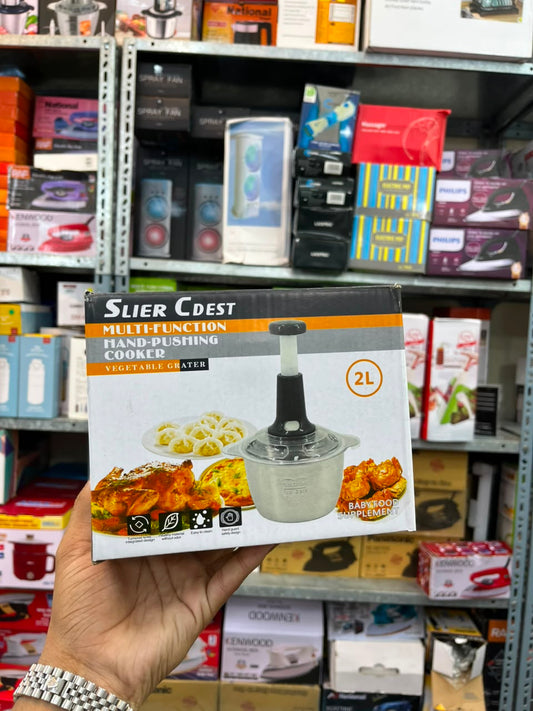4-Blade Stainless Steel Push Chopper – 2L