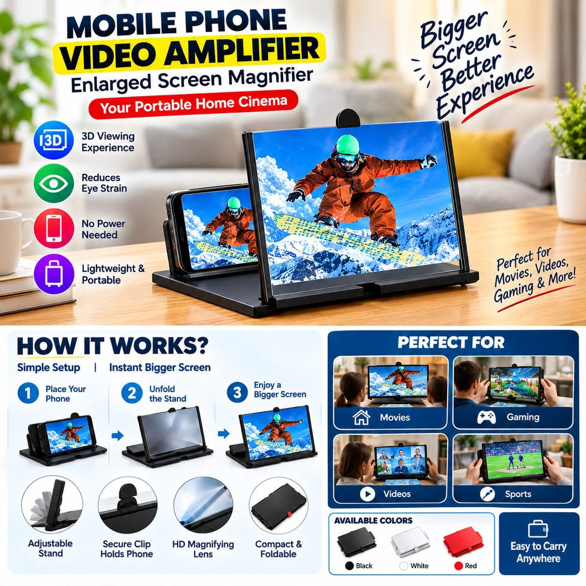 3D Mobile Phone Screen Magnifier