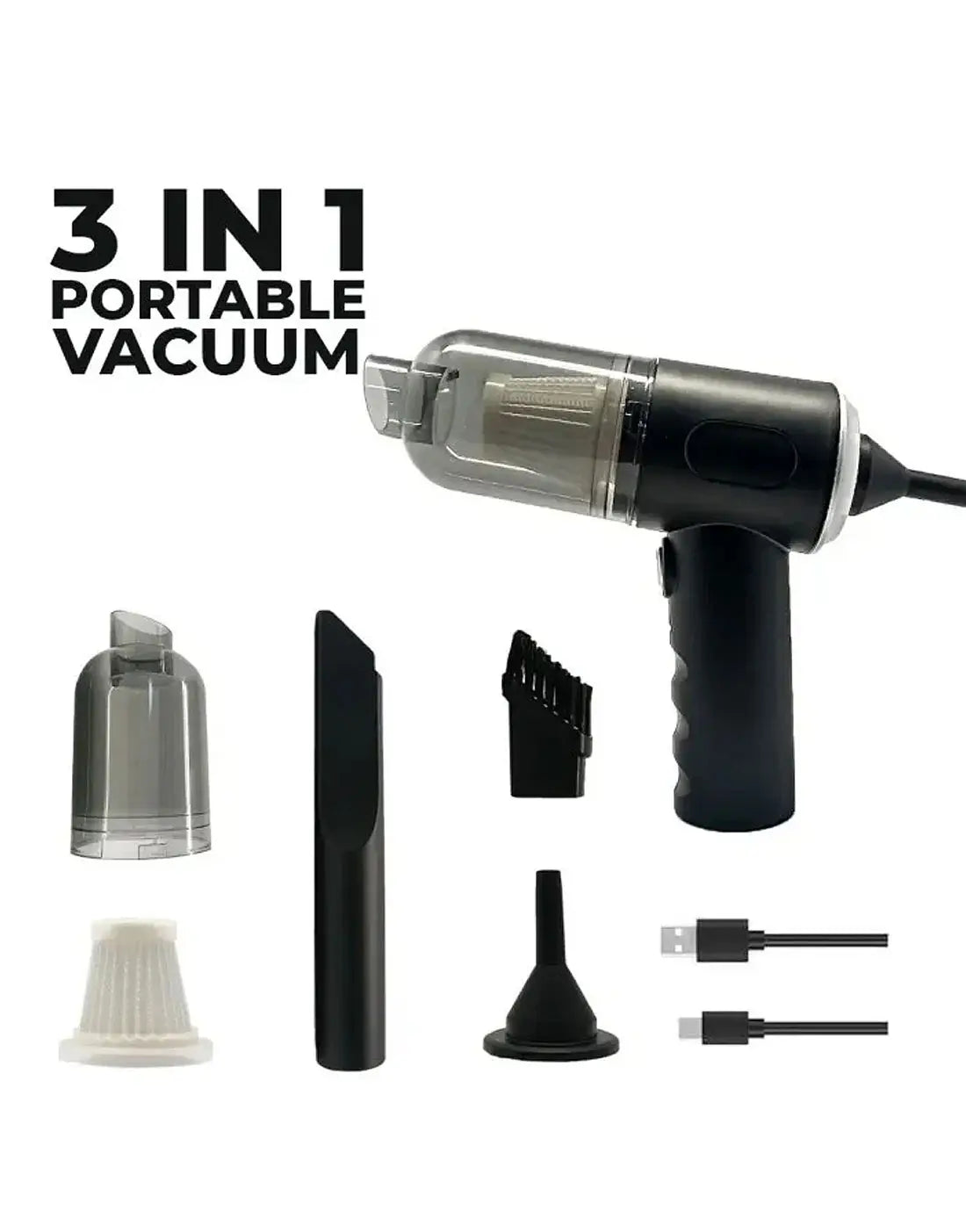 3‑in‑1 Portable Mini Vacuum Cleaner