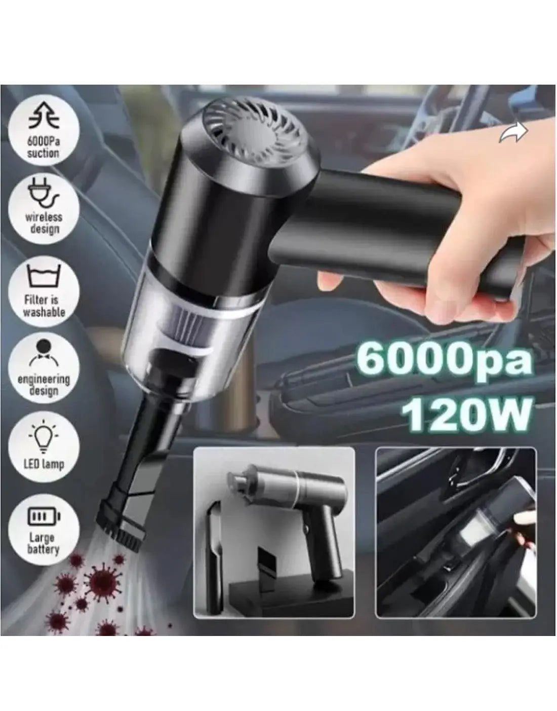 3‑in‑1 Portable Mini Vacuum Cleaner